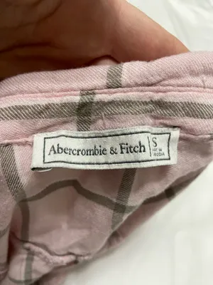 Abercrombie & Fitch pink plaid button up shirt Size S #preppy #flannel thumbnail 7