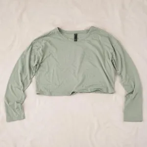 Hyphen Los Angeles Sage Green Cropped Long Sleeve Top M thumbnail 6