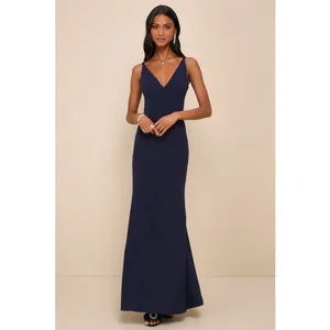 NWT Lulus Melora Navy Blue Sleeveless Maxi Dress Gala Banquet Bridesmaid Size XS thumbnail 2