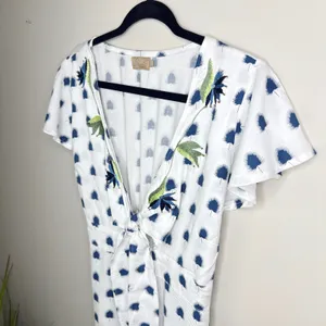 Skemo Kalapa Tie Long Dress Medium Handmade Maxi Embroidered‎ Cutout Resort Chic thumbnail 3