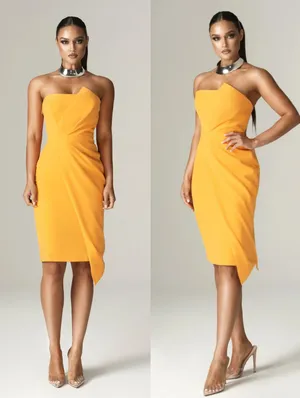 Aliava Eliana Crepe corset Midi Dress Orange thumbnail 2