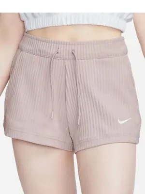 Nike High Waisted Ribbed Jersey Shorts- Diffused Taupe thumbnail 2
