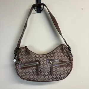 Vintage Nine West Y2K Brown Cream Geometric Lattice Pattern Shoulder Bag thumbnail 2