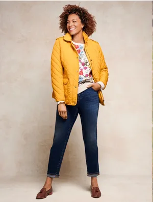 Talbots Yellow Quilted Barn Snap-Front Full Zip Collared Jacket thumbnail 3