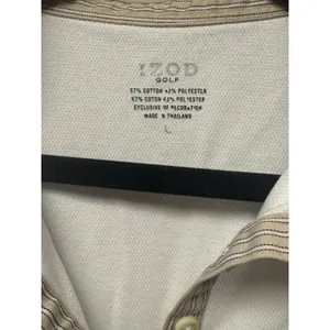 IZOD Women's Golf 2 piece Polo Skort‎ Set Tan White Zip Pockets Comfort Classic thumbnail 2