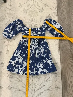 Abercrombie & Fitch Blue & White Floral Puff Sleeve Mini Dress XXS thumbnail 10