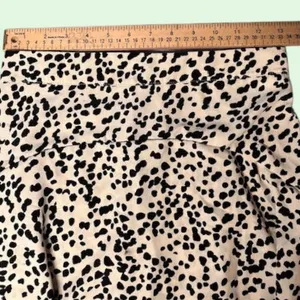 Womens Skirt Mini Skater‎ Style Beige Black Dotted Pattern thumbnail 3