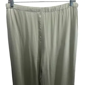 Clio 100% Silk Sage Green Drawstring Pants Pajama Career Luxury Old‎ Money L thumbnail 6