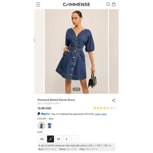 Commense Pocketed Belted Denim Dress thumbnail 8