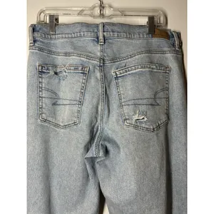 American Eagle High Rise Distressed Straight Jeans Light Wash No Tags Waist 32 thumbnail 3