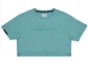 Alphalete Woman’s ELMTS Short Sleeve Crop Top Teal Blue Size Small thumbnail 1