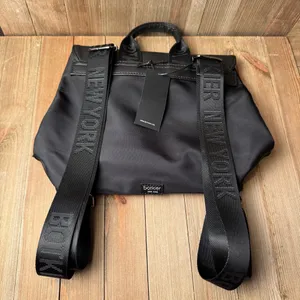NWT‎ Botkier Trigger Small Black Nylon Faux Leather Backpack Wide Straps Pockets thumbnail 2