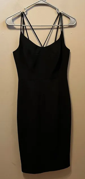 Black Halo Behati Black Mini Strappy Dress SZ 0 Little Black‎ Dress LBD New thumbnail 1