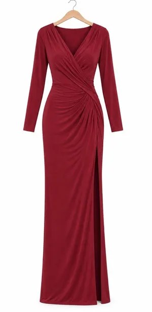 Whimsigoth Windsor bodycon knit floor length gown high slit vampire core small thumbnail 1