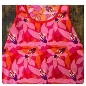 Peyton & Parker Womens Pink Floral Ribbed Pajama Set Tank Top and Shorts Small thumbnail 2