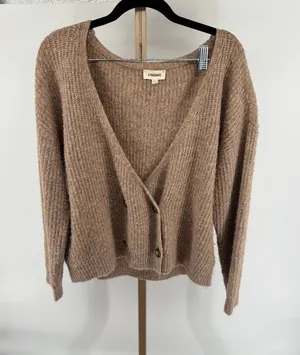 L’Agence Jamison Double-Breasted Cardigan Womens Size S Tan Cropped thumbnail 1