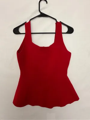 Milk & Honey Womens Red Knit Peplum Tank Top Gold Button Front Size S(A901) thumbnail 7