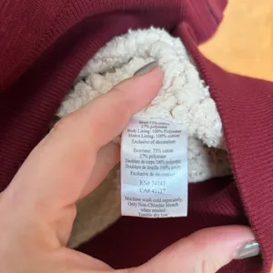 Natural Reflections Burgundy Sherpa‎ Lined Zip Up Hoodie Jacket Size Medium thumbnail 3