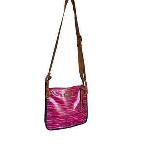 Fossil Keyper Crossbody Bag Fuchsia and Berry Striped Pattern Canvas thumbnail 6
