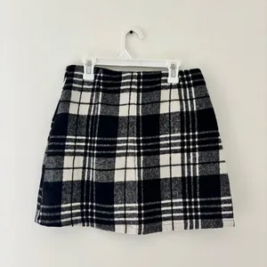 Zaful black and white plaid mini skirt with zippers thumbnail 4