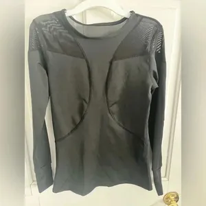 Amazon Brand Black Compression Mesh Detail Workout Long Sleeve Top | Size Medium thumbnail 2