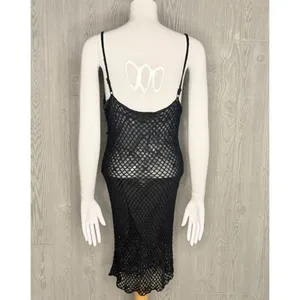 Black lace sheer widow dolls kill sleeveless short dress m/l witchy gothic knit thumbnail 8