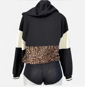 Zara Basic Leopard Print Half-Zip Colorblock Hoodie Pullover - Size XS 🐆✨ thumbnail 11