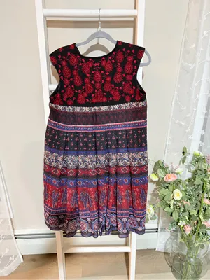 Sleeveless Embroidered Patterned Mini Dress - Red & Black thumbnail 3