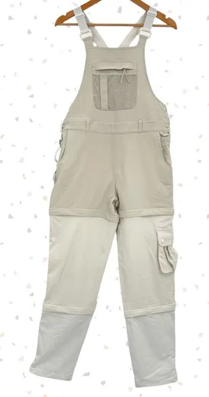 Outdoor Voices Cream RecTrek Hiking Overalls Zip Off Gorpcore Jumpsuit Size S thumbnail 1