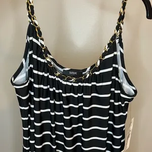 MSK Black/White/Red Striped Chained Neckline Jersey Shift Dress Size Large NWT thumbnail 8