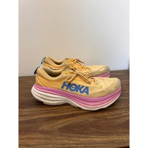 Hoka Bondi 8 Women Running Shoes 10B Impala Cyclamen Yellow Pink 1127952 ICYC thumbnail 2