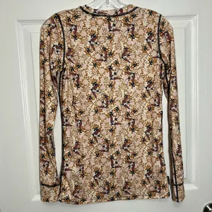 KARI TRAA Women Bird Print Long Sleeve Top | size small thumbnail 10