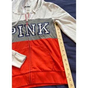 Victorias Secret PINK Full Zip Hoodie XS Red/Orange Colorblock Sweatshirt thumbnail 7