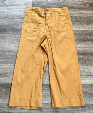 Maeve The Colette Cropped Wide Leg Pants in Mustard Yellow Size 34 High rise thumbnail 1