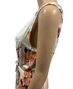12 PM Mon Ami Feminine Floral Maxi Dress Chest Pocket and Tie Waist USA Medium thumbnail 6