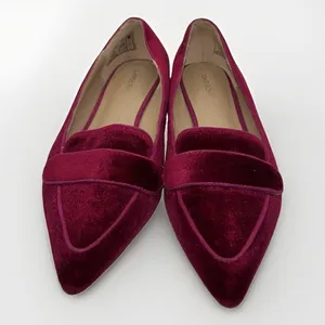 Lands End Womens Velvet Pointed Toe Loafer Flats Burgundy Red Size 7 Parisian thumbnail 3
