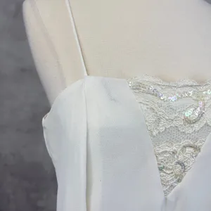Feminine Lace Trim Slip Dress Size 5/6 Mini Sequin Bridal Romantic Cocktail‎ thumbnail 4