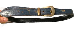 Vintage Cipriana lizard grain leather belt‎ small Blue thumbnail 1