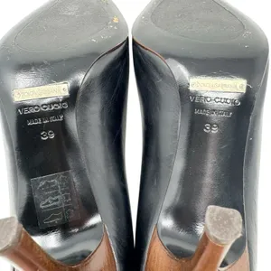 Dolce & Gabbana Black Leather Pointed Toe Lace Up Detail Leopard Pump 39 thumbnail 8