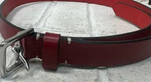Coach Dark Red Made in Italy Belt Brass Buckle Silver hardware Medium thumbnail 3