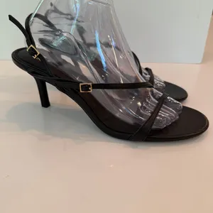 Zara Slingback Strappy Heels Sz 40 / 9 Black Shoes Stilettos thumbnail 2