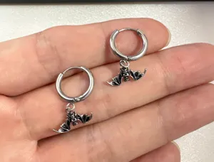 Bat Dangle Drop Earrings for Men Women,Streetwear Punk Hip Hop Unisex Style thumbnail 5
