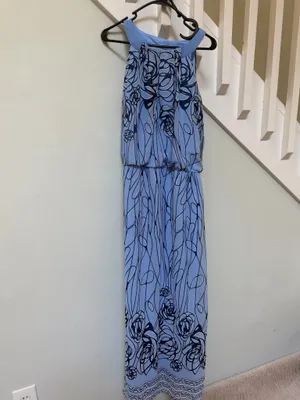 Robbie Bee Periwinkle Blue Floral Halter Maxi Dress thumbnail 4