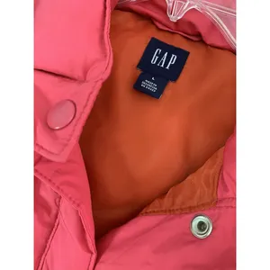 GAP Womens Large Pink Puffer Vest Full Zip‎ Pockets Big Snap Cinched Waist thumbnail 8