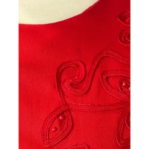 Vintage Karin Stevens Red‎ Beaded Overlay Maxi Dress 80s 90s thumbnail 8