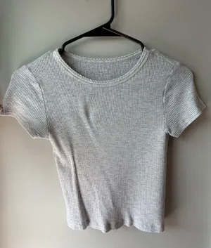 Aerie Waffle Heather Grey T Shirt Xs thumbnail 1