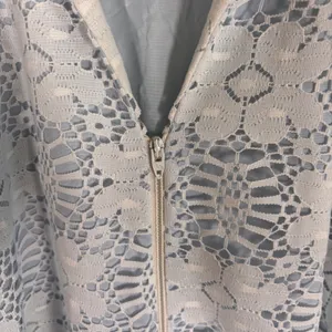 Vintage David Brown Light Blue Floral Lace Maxi Dress Zip Front Belted Small thumbnail 6