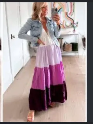 Rare nwt Anthropologie Raya Colorblock Maxi Dress party casual boho fall $198 thumbnail 3