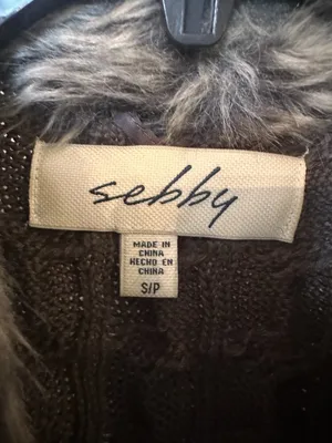 Sebby - Brown Faux Fur Vest with Knit Back thumbnail 2
