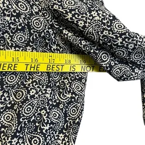 LOFT Romper Size 0 Blue White Paisley Print Long Sleeve‎ Roll Tab One Piece EUC thumbnail 7